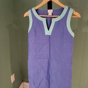 Sigrid Olsen Purple Linen Dress with Green Accents